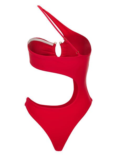 Hannah Luxe Cutout Monokini in Red