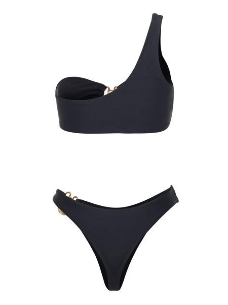 Suntuosa Single Shoulder Two Piece Bikini in Black