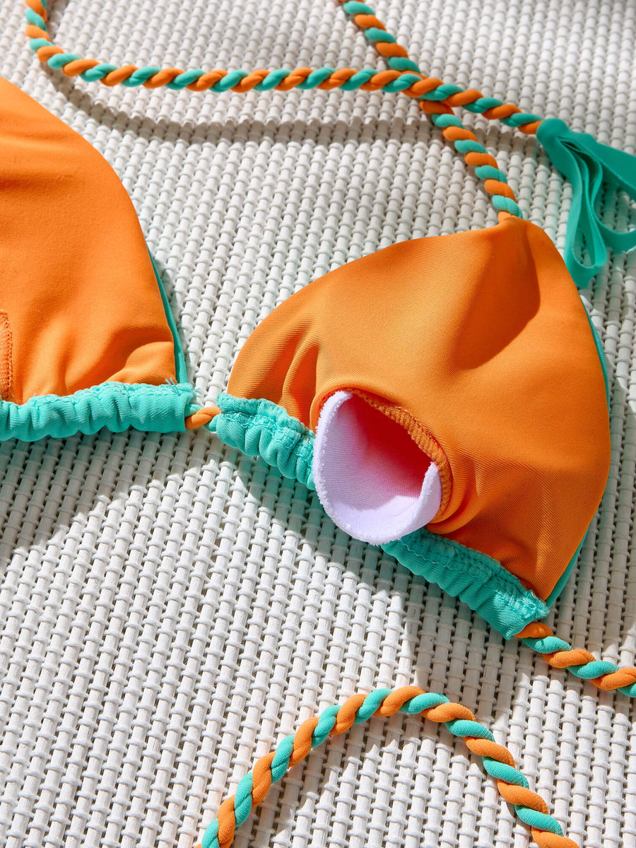 Tropical Sunset Two Piece Biweave Rope Bikini