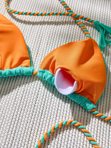 Tropical Sunset Two Piece Biweave Rope Bikini