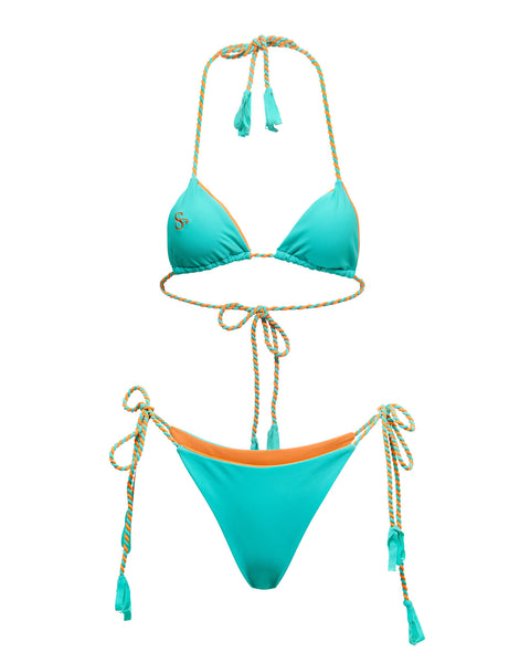 Tropical Sunset Two Piece Biweave Rope Bikini