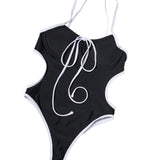 Front angle view of Midnight Contrast monokini showing sculpted silhouette
