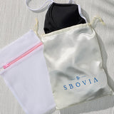 SBOVIA luxury swimwear packaging featuring Midnight Contrast one-piece