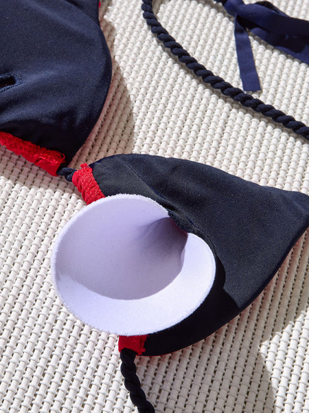 Strap and rope detail of designer bikini
