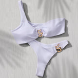 SBOVIA Oro Puro asymmetrical metallic gold monokini product shot with metallic finish and signature gold 