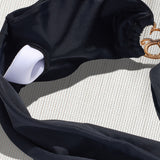 SBOVIA Nero Classico black single-shoulder bikini set product shot with asymmetrical design and premium hardware