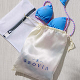 SBOVIA luxury swimwear packaging for Blue Blush Fusion bikini
